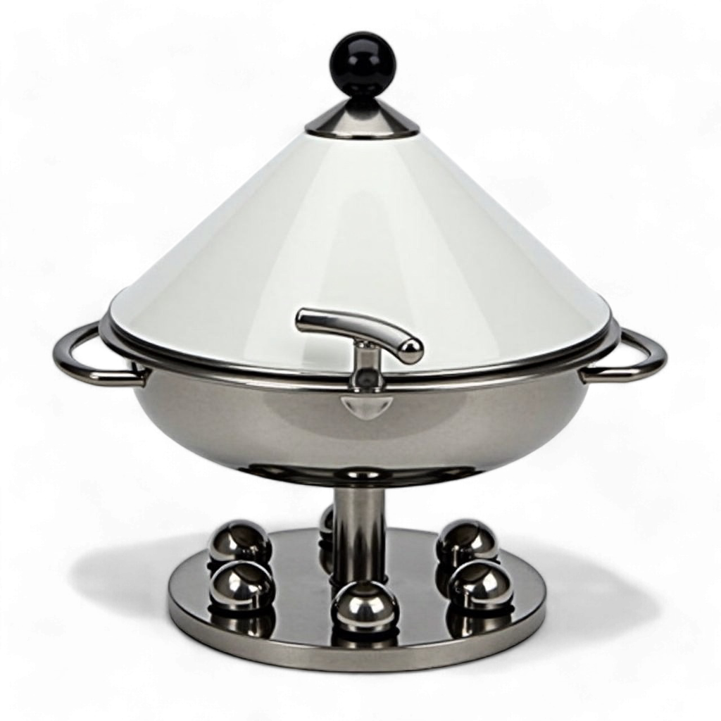Stylish Stainless Steel Tagine with Lid and Handles Cooking and Round Serving Pot for Gourmet and Traditional Dishes